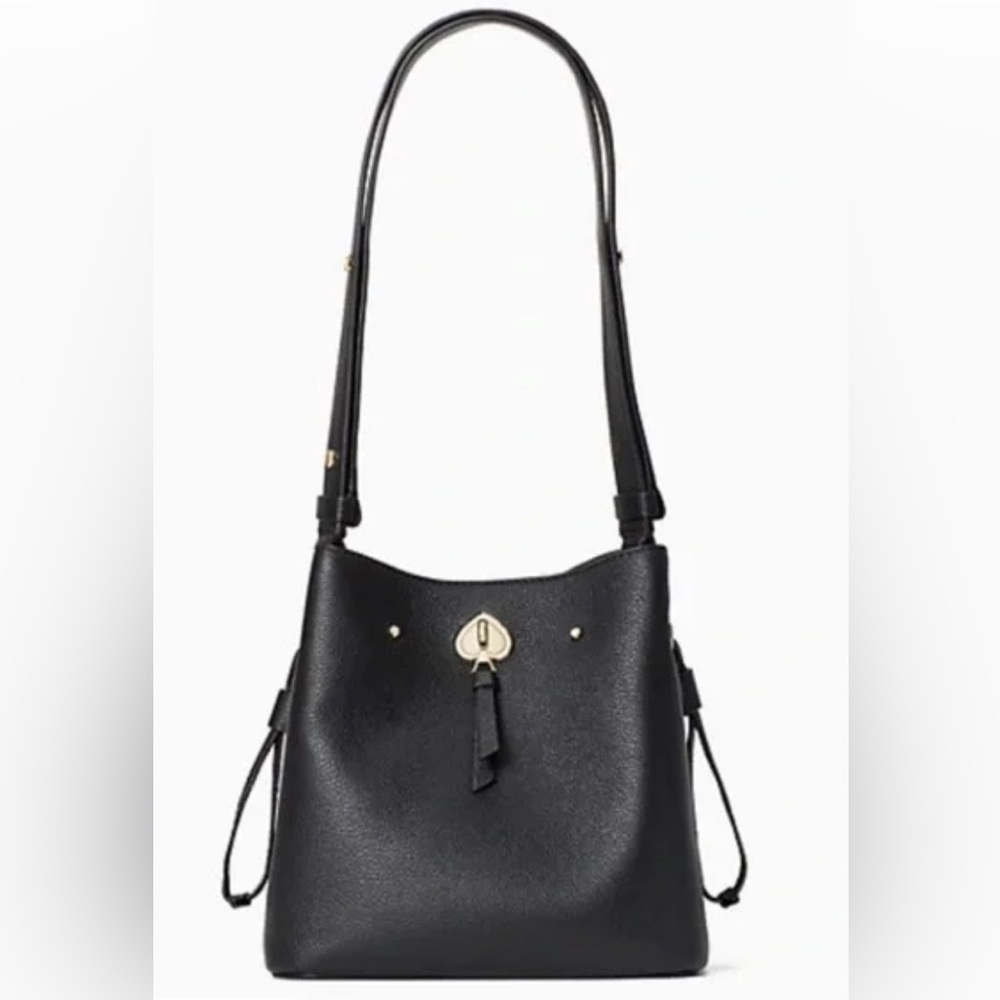Kate Spade Large Marti pebbled black bucket bag